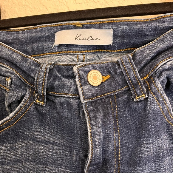 Kancan Mid Rise Super Skinny Jeans Dark Wash Distressed Womens Size 5/26 - Picture 8 of 10